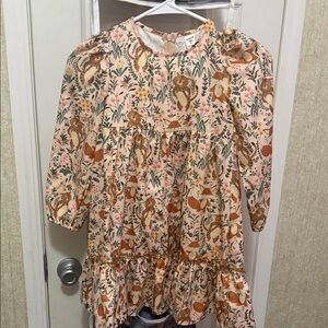 SHEIN Kids Dress with Squirrel and Floral Print